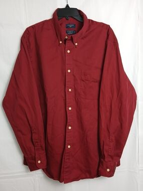 Dockers Men's Burgundy Button-Down Shirt - No Wrinkles - Stain Defender - XL